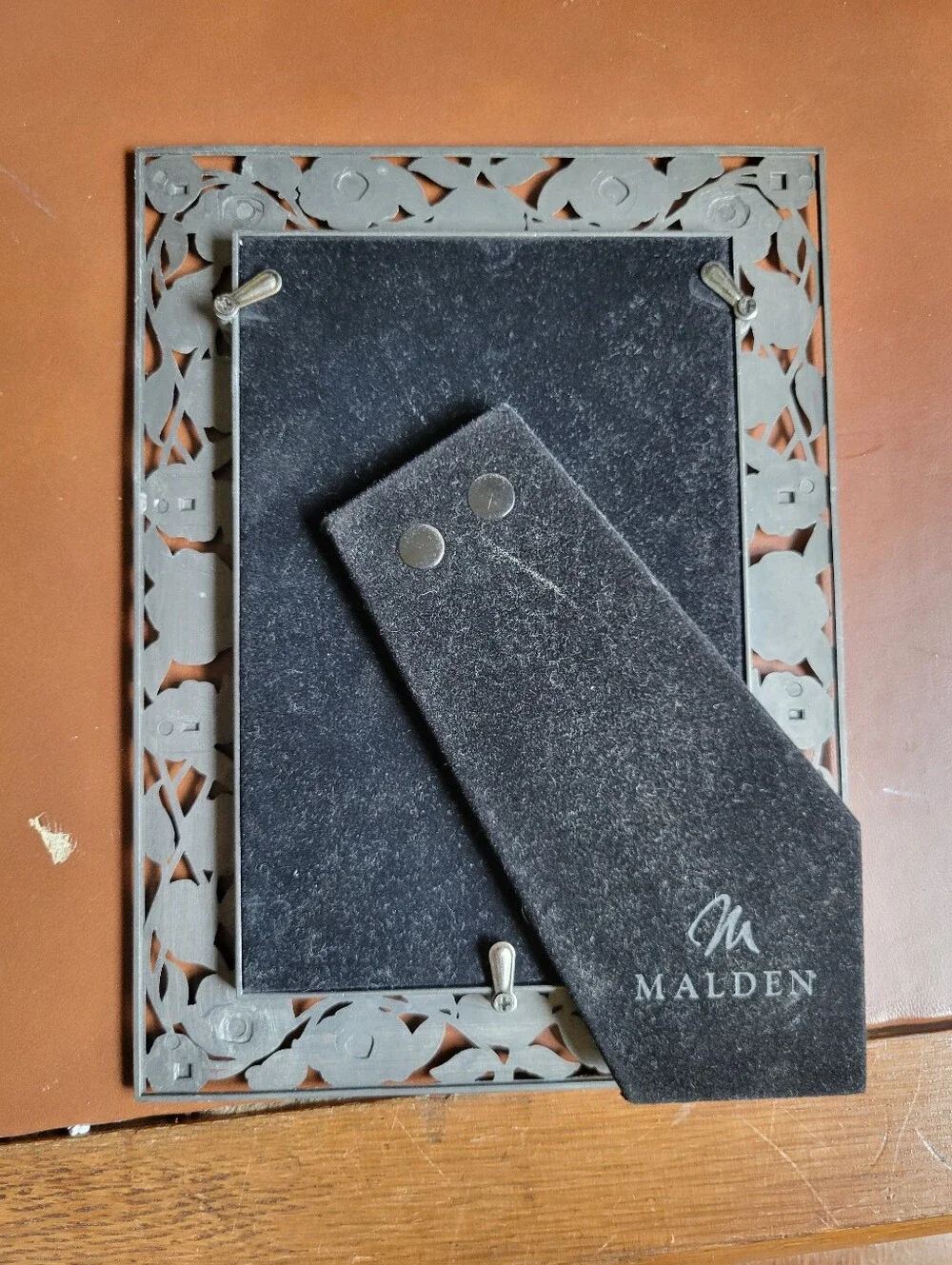 Pewter Roses Malden Picture Frame 4x6 Silver Tone Black Velvet Backing